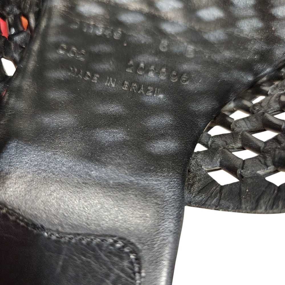 Cole Haan Woven Leather Mules Block Heel Slides Black Size 6B - Picture 4 of 12